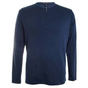 NEW ROBERT BARAKETT men's georgia long sleeve zip henley top in blue night